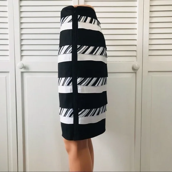 New WHITE HOUSE BLACK MARKET Black White Bumble Bee Skirt Size 2